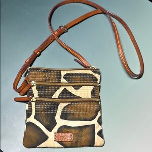 Dooney Bourke Brown and Tan Giraffe Crossbody Bag EUC